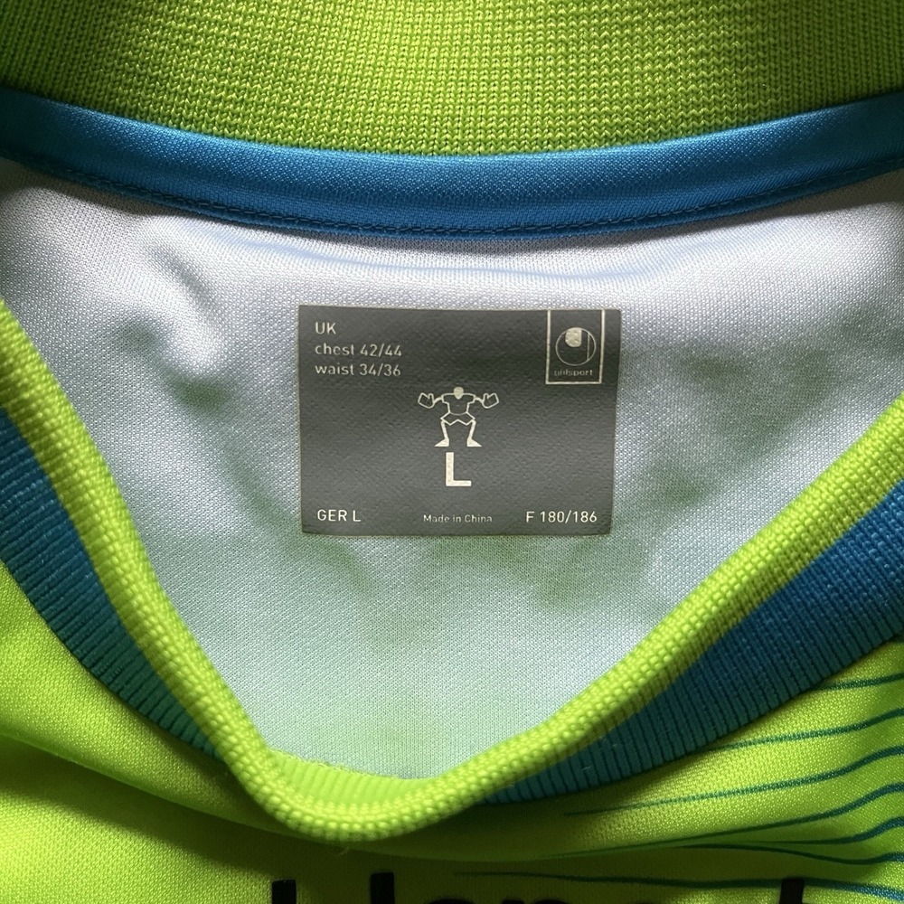 Uhlsport Goalkeeper Jersey Mens Large Blue Green Padded Elbows‎ Towart Technik - Picture 7 of 10